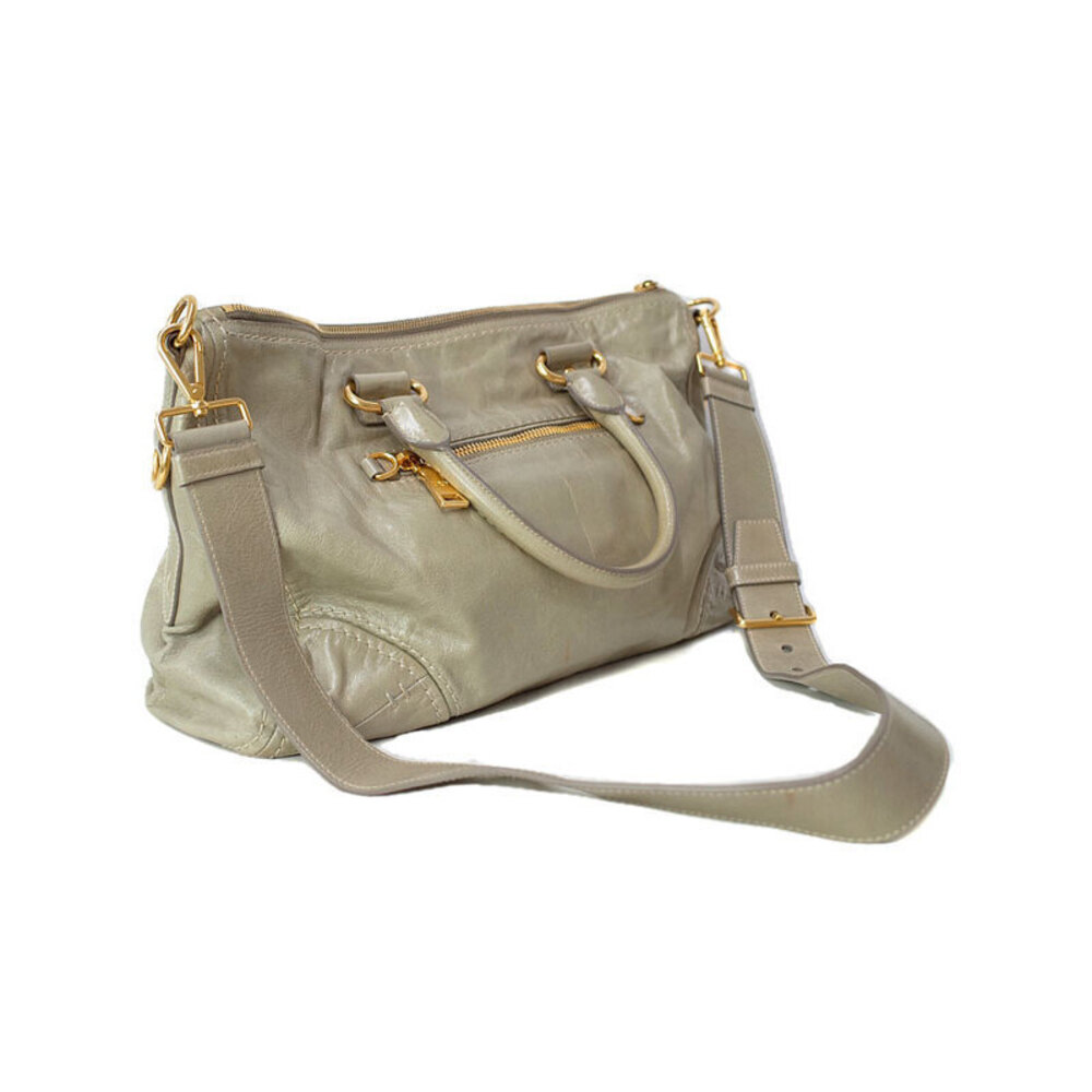 Prada Leather Satchel Bauletto Vitello Pomice Shine